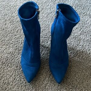 JESSICA SIMPSON Womens Blue Padded Alliye Pointed Toe Stiletto Zip-Up Boots